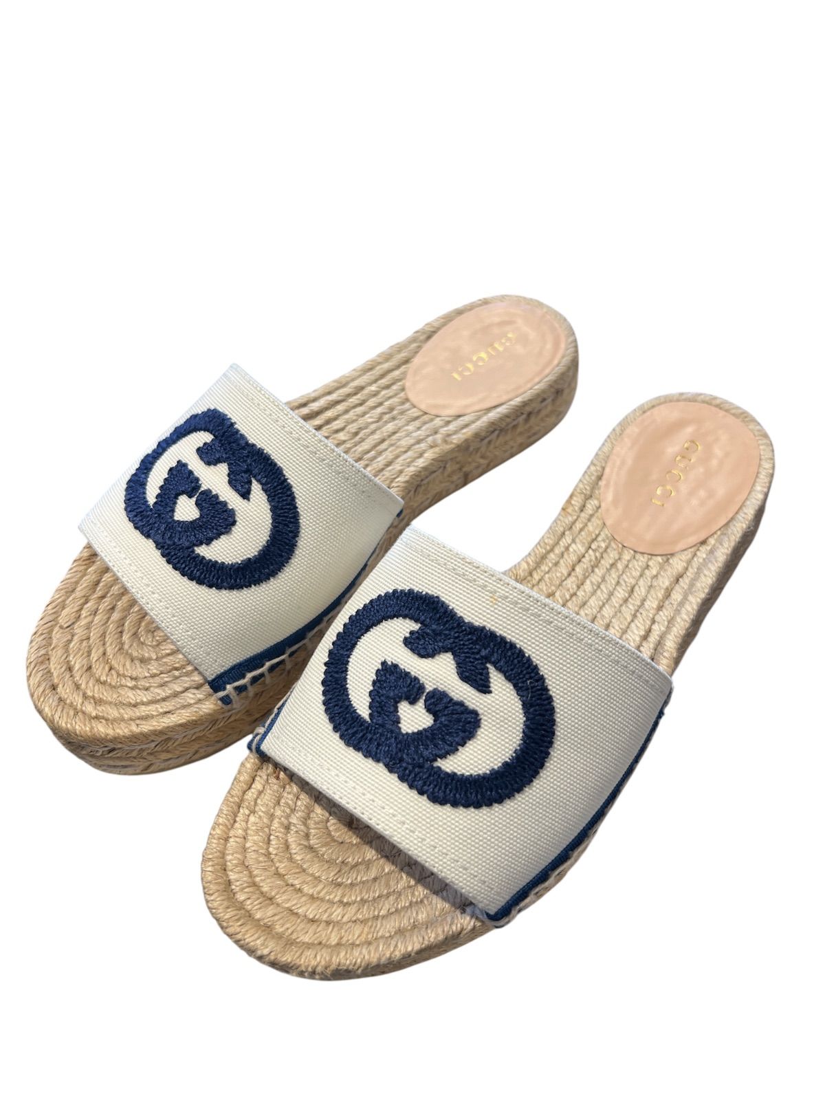 グッチ GUCCI インターロッキングG キャンバス エスパドリーユ サンダル フラット GG ロゴ　35 22.5cm