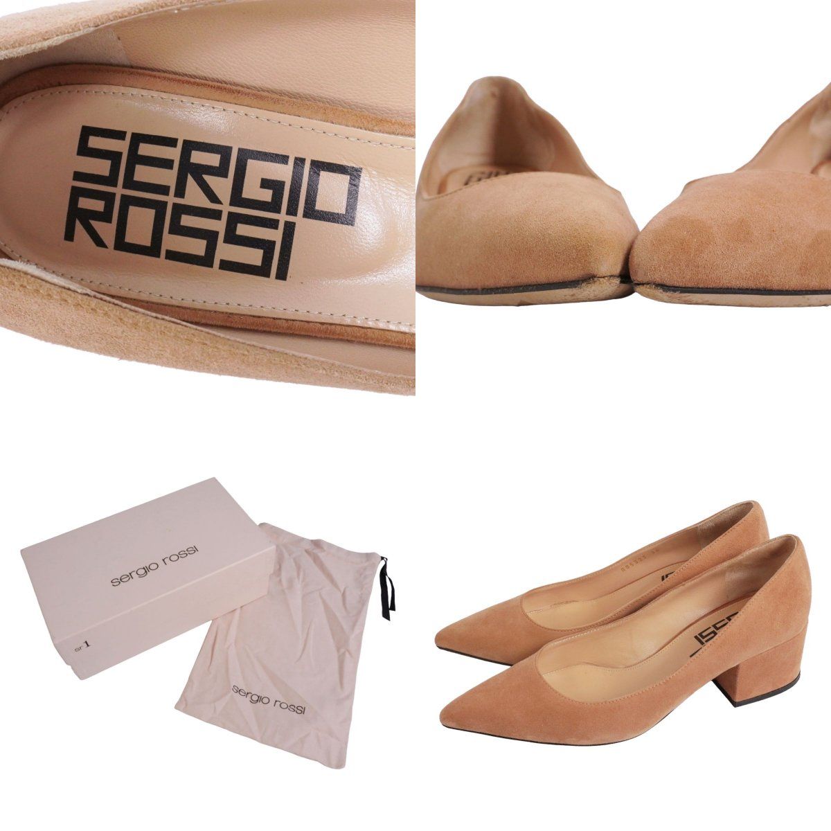 美品 セルジオロッシ SERGIO ROSSI パンプス ポインテッドトゥ スエ