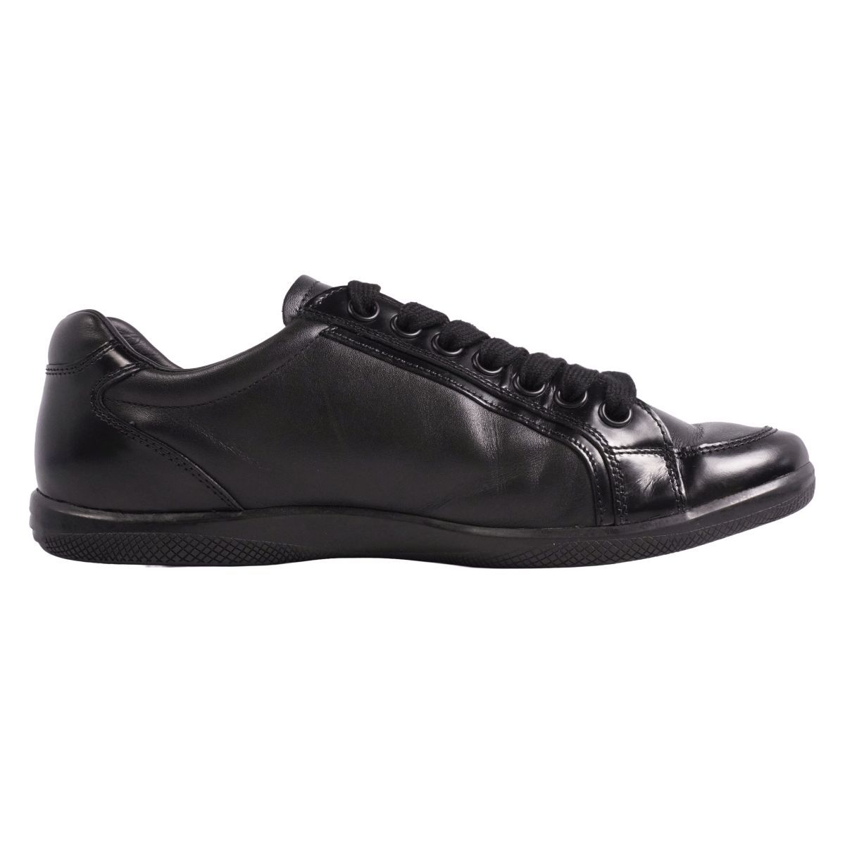 美品 プラダ PRADA スニーカー レースアップ ローカット レザー 本革 