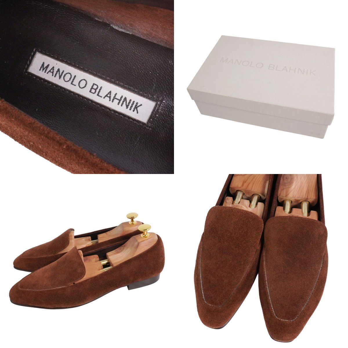 MANOLO BLAHNIK ブラウン ローファー 美品 マノロ ブラニク Manolo Blahnik ローファー モカシン ビジ