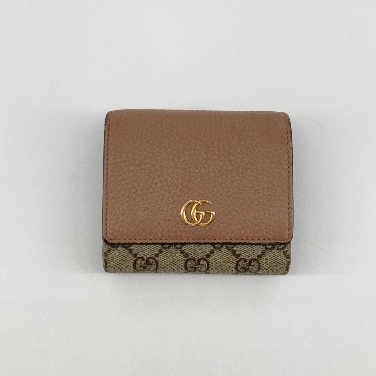 GUCCI（グッチ） GGマーモント 598587 二つ折り財布 ベージュ×ピンクベージュ