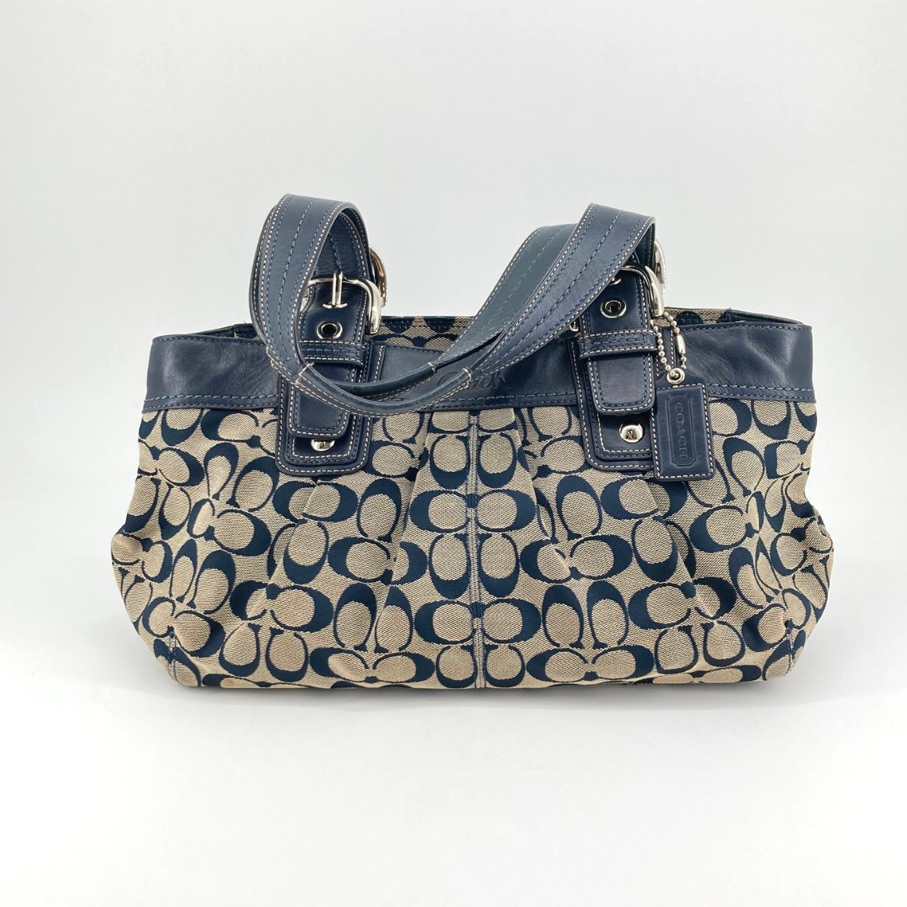 COACH(コーチ) ソーホープリーテッド F13742 トートバッグ ベージュ × ネイビー