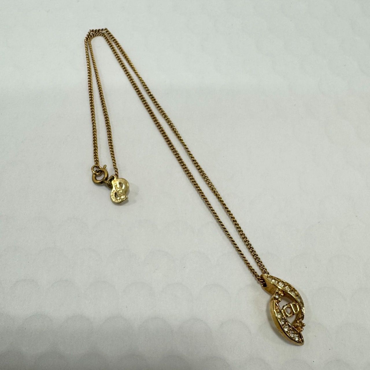 ［A］Christian Dior クリスチャン・ディオール CDロゴ ネックレス ヴィンテージ ゴールドカラー 中古