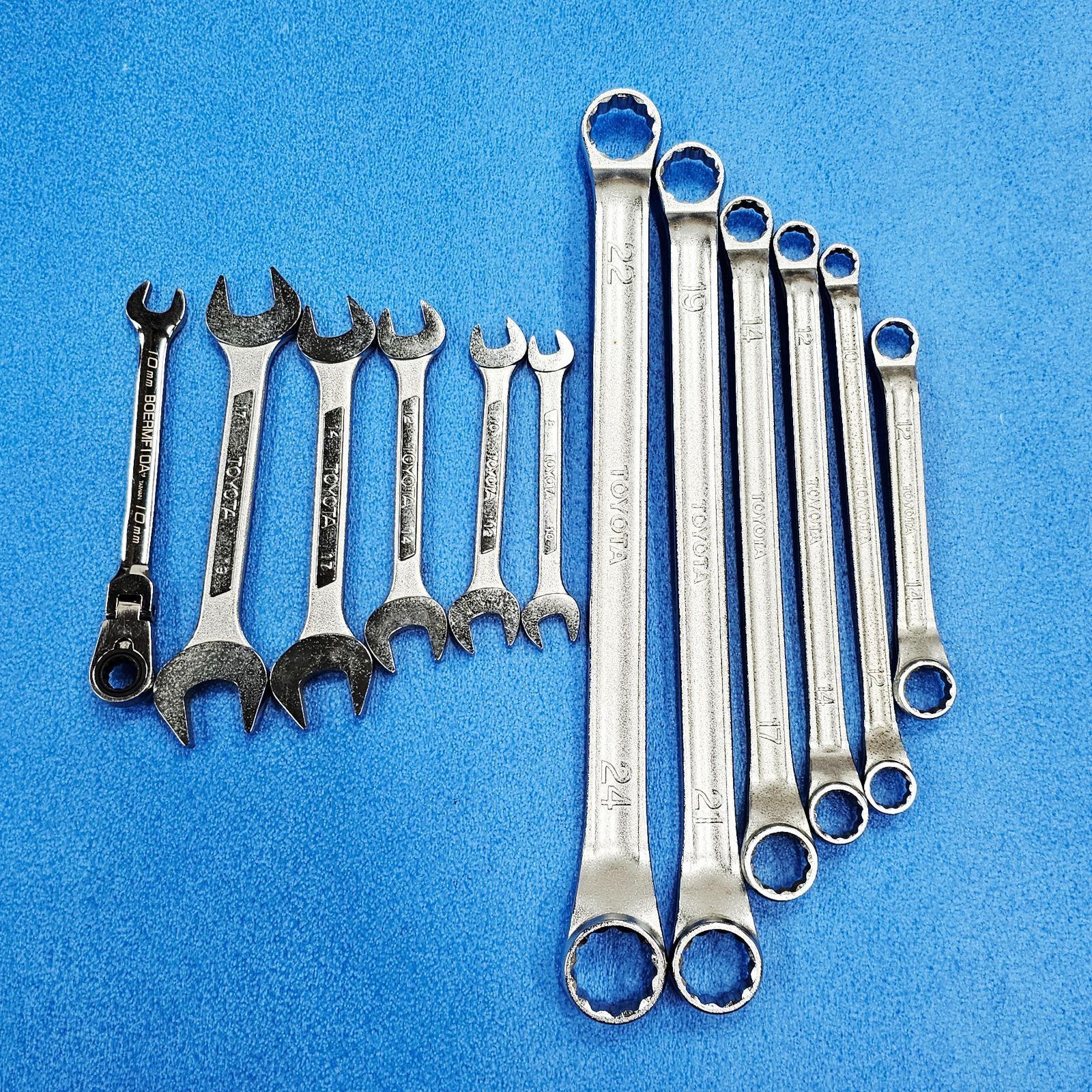 トヨタ純正工具　オフセットレンチ/スパナ＆スナップオン ブルーポイント　フレックスコンビネーションギアレンチ　工具セット
