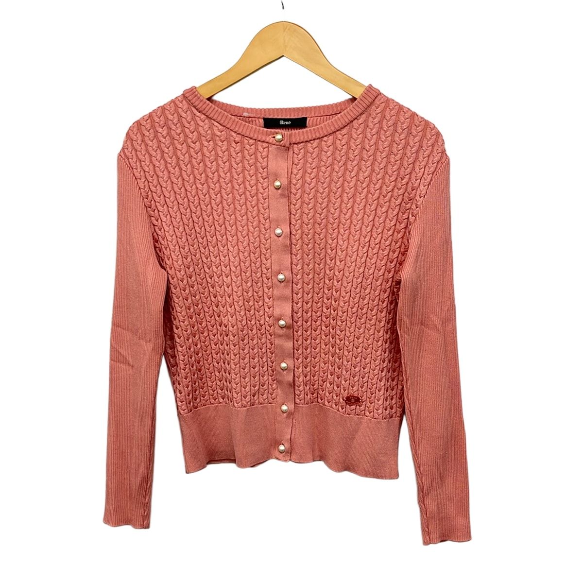 Rene(ルネ) カーディガン サイズ38 M レディース美品 - ピンク 長袖/パール