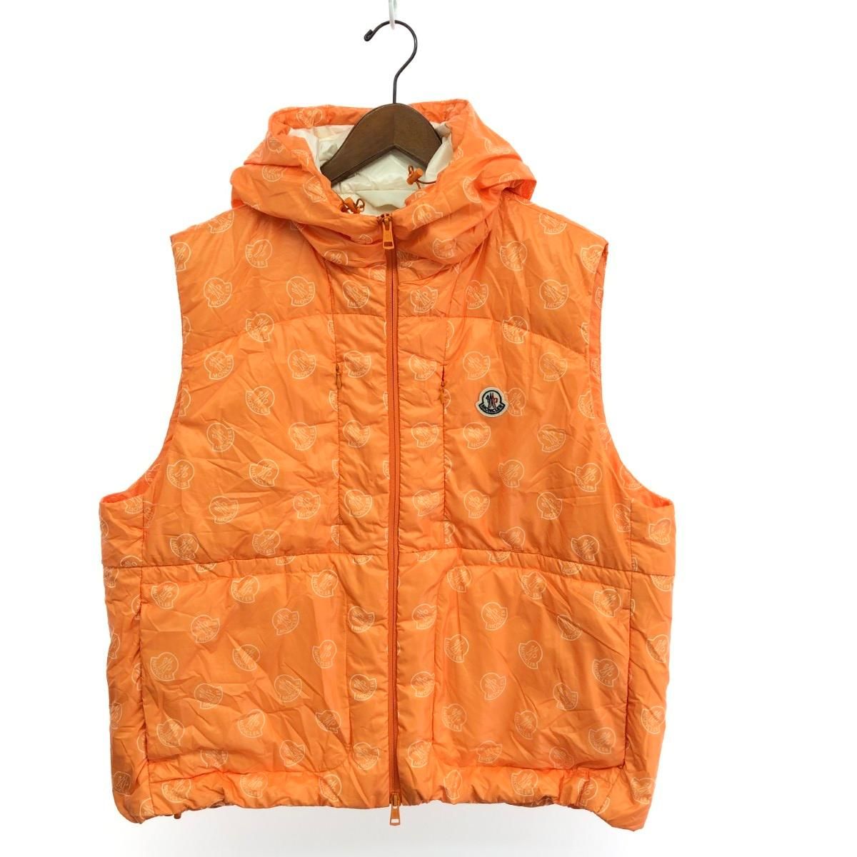 モンクレール MONCLER ダウンベスト フード付 オレンジ 3 メンズL相当 MONCLER モンクレールメンズダウンベスト オレンジ MONCLER（ダウン
