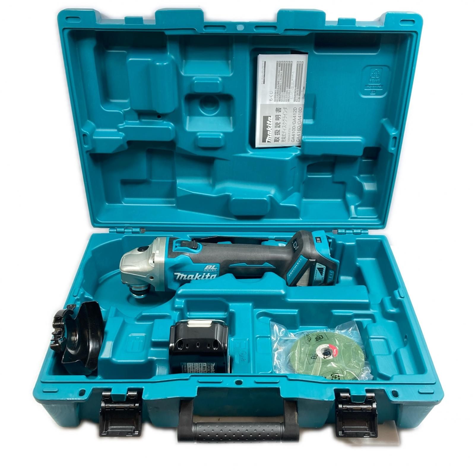 MAKITA マキタ 18v 6.0Ah 100mm 充電式ディスクグラインダー 充電池1個・ケース付き ※PSEマークあり GA412D ブルー