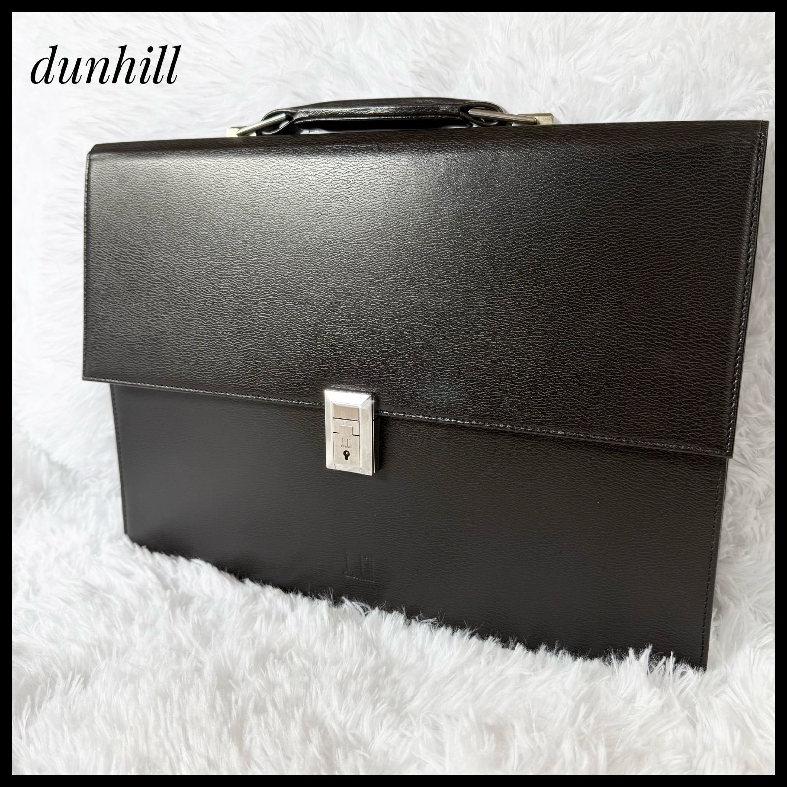 ダンヒル dunhill レザー ブリーフケース ビジネスバッグ 書類鞄 ブラック A4収納 シンプル 高級感 ビジネス 仕事 メンズ 男性