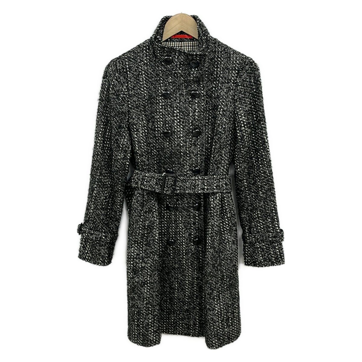Aquascutum(アクアスキュータム) コート サイズ8 M レディース美品 - 黒×白 長袖/冬