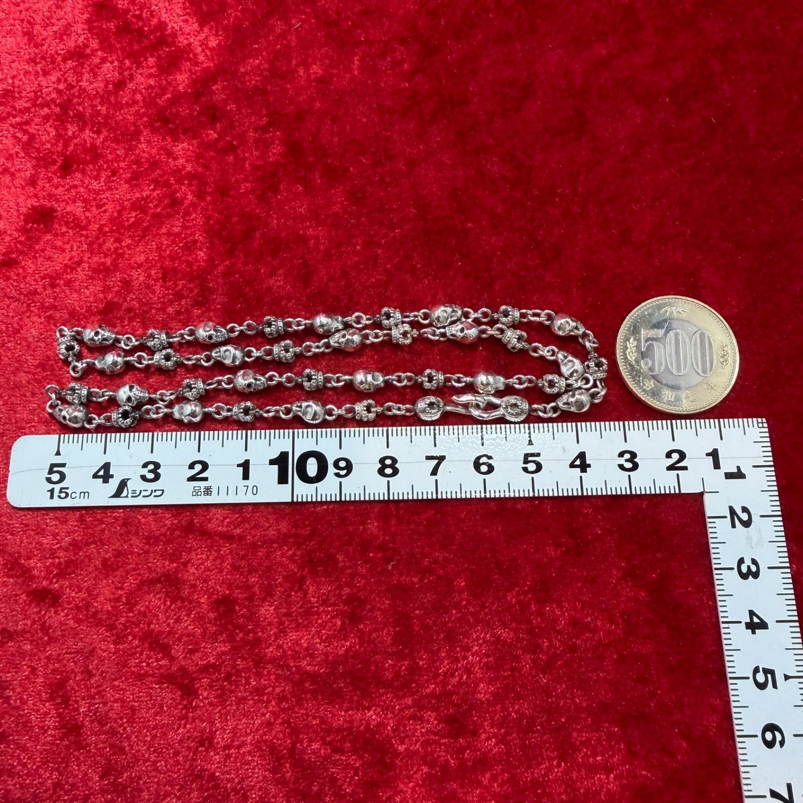 美品 ネックレス スカルxクラウン 50cmx 29.4g ジャスティンデイビス