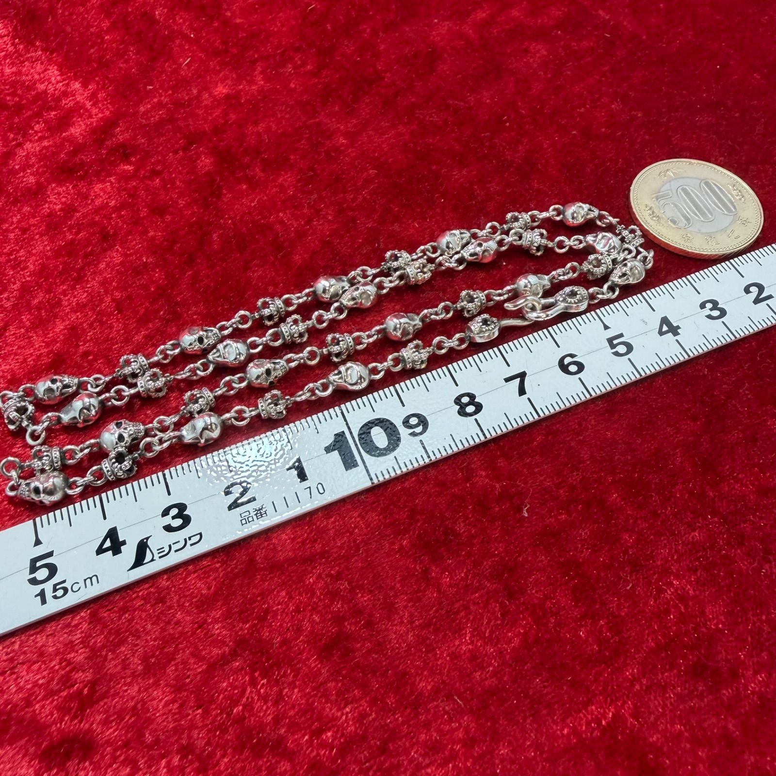 美品 ネックレス スカルxクラウン 50cmx 29.4g ジャスティンデイビス