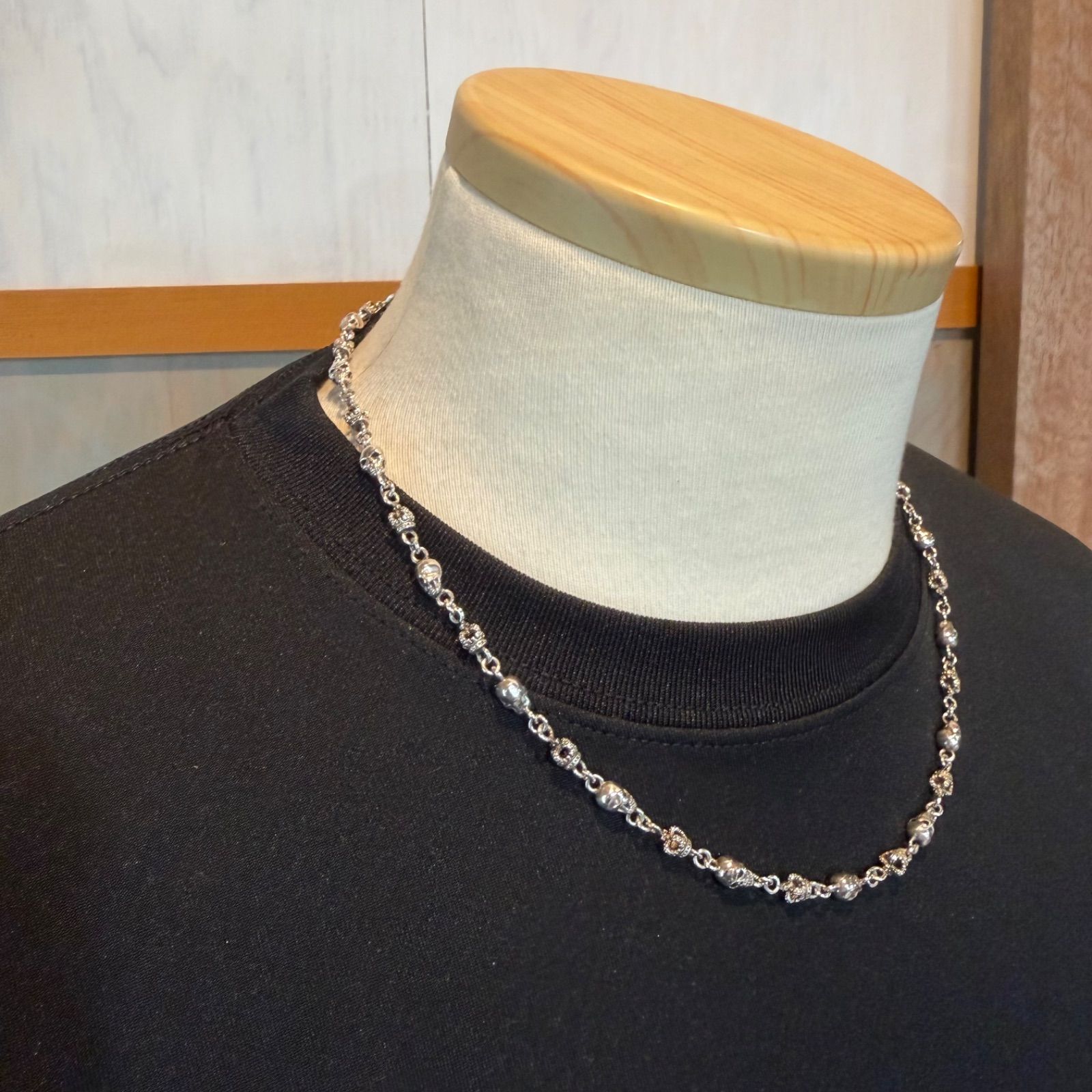 美品JustinDavisジャスティンデイビス スカルクラウンネックレス50cm 美品 ネックレス スカルxクラウン 50cmx 29.4g ジャスティンデイビス