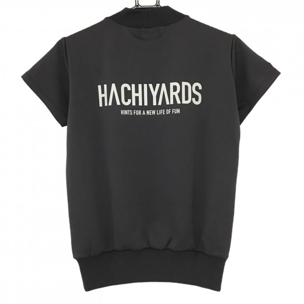 8YARDS ハチヤーズ ゴルフ トレーナー S グレージュ系 ロゴ入り 美品 超美品】ハチヤーズ 半袖ハイネックトレーナー 黒 ダンボールニット調