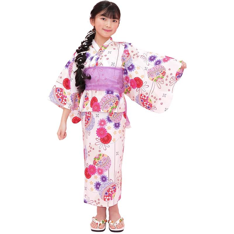 [Bee] ビー 浴衣3点セット キッズ ガールズ 女の子 夏 簡単 セパレートタイプ 2WAY お祭り 花火大会 saa01400 110cm 古典毬 0