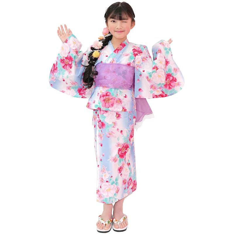 [Bee] ビー 浴衣3点セット キッズ ガールズ 女の子 夏 簡単 セパレートタイプ 2WAY お祭り 花火大会 saa01400 150cm 牡丹 0