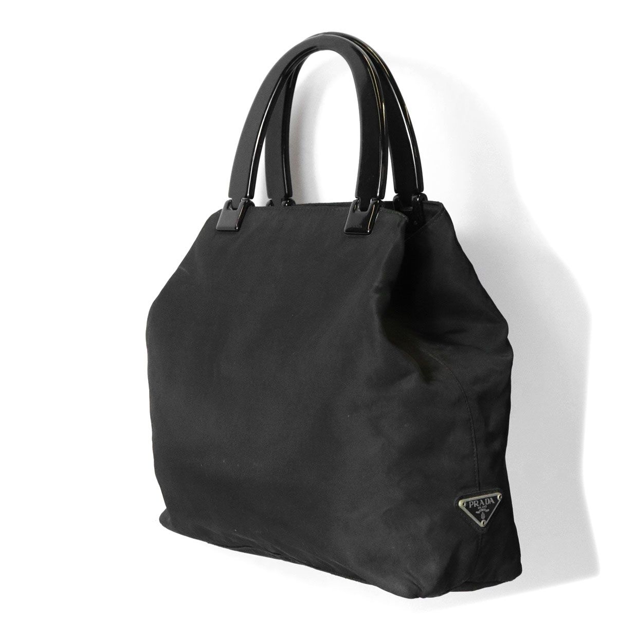 PRADA プラダ ハンドバッグ プラスチックハンドル ナイロン ブラック 