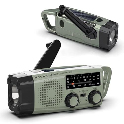 RELAX エマージェンシー カラビナ ラジオ 防災 多機能ラジオ 日本正規店 AM FM SW ポータブルラジオ 手回し充電 ソーラー充電 USB充電 短波ラジオ SOSアラート 防災対策 Type-C 充電 LEDライト 懐中電灯 日本語 2700f251