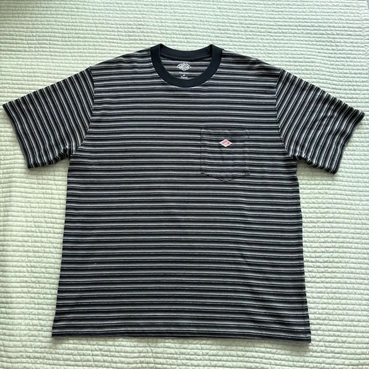 L 25SS ダントン ストライプ 半袖Tシャツ ブラック グレー