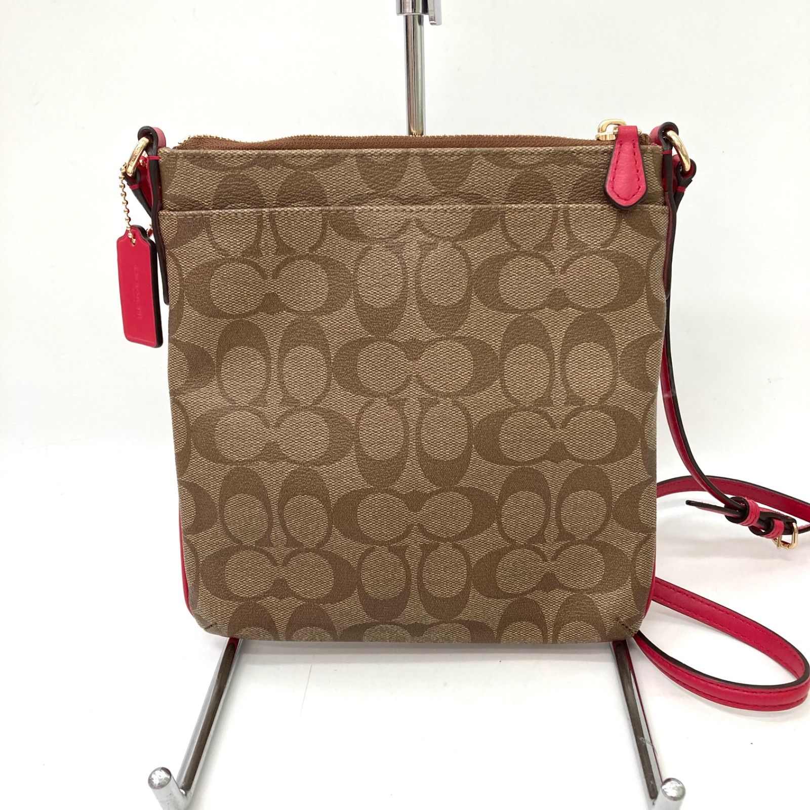 COACH】コーチ ショルダーバッグ シグネチャー ブラウン ピンク