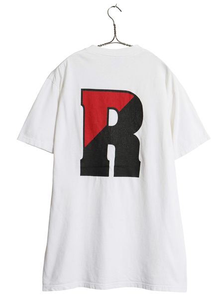 90s USA製 両面 カレッジ プリント 半袖 Tシャツ メンズ L / オールド カットソー クルーネック バックプリント ヘビーウェイト ホワイト
