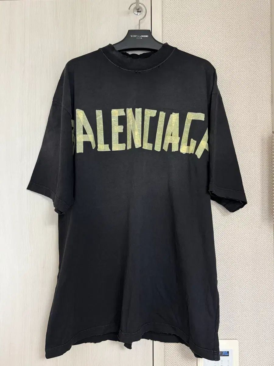 (XL) バレンシアガ テープ 半袖 Tシャツ ブラック