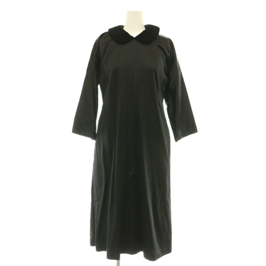 コムデギャルソン COMME des GARCONS AD2010 丸襟ワンピース ウール シルク サテン ロング XS ブラック GF-O018 /CX ■OS