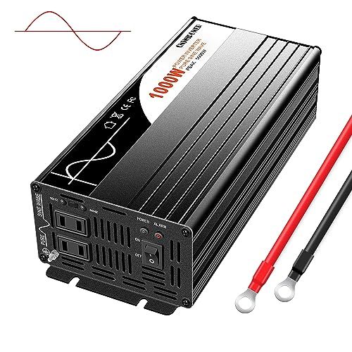 Xijia インバーター 1000W 純正弦波 DC12V→AC100V 変換【瞬間最大2000W】50/60Hz切替対応 2口ACコンセント搭載 ソーラー用・オフグリッド・緊急電源送料無料 47fffad3