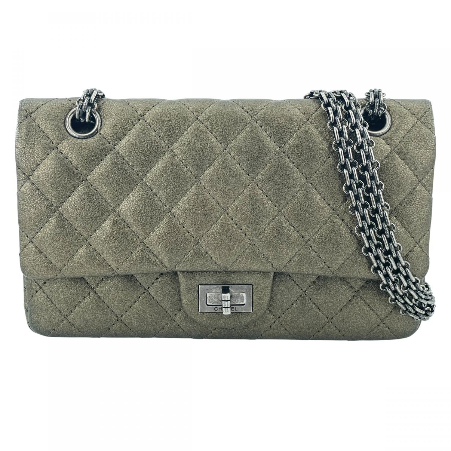 【中古】 CHANEL シャネル 2.55 マトラッセ25 キルティング ゴールド ダブルフラップ カーフスキン 21番台 ショルダーバッグ レディース 26017528 KJ