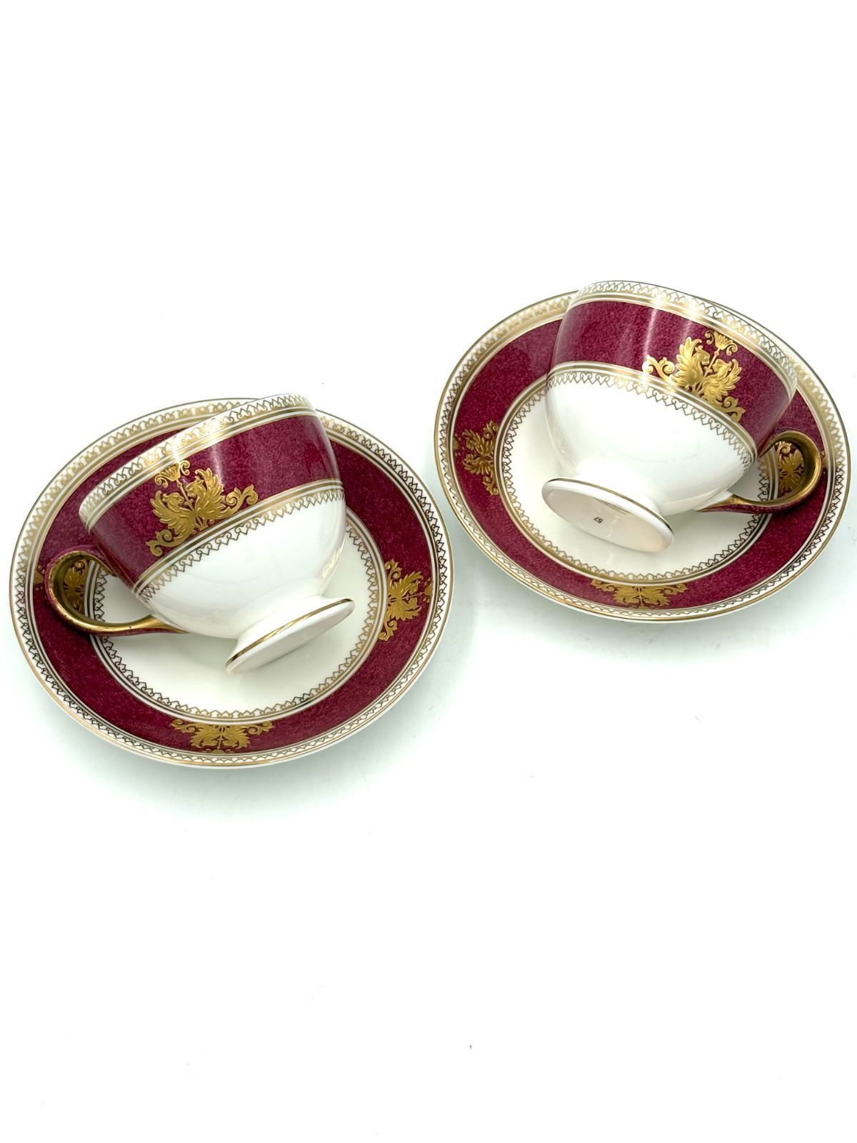【美品】ウェッジウッド　WEDGWOOD　コロンビア　パウダールビー　カップ＆ソーサー　2客セット
