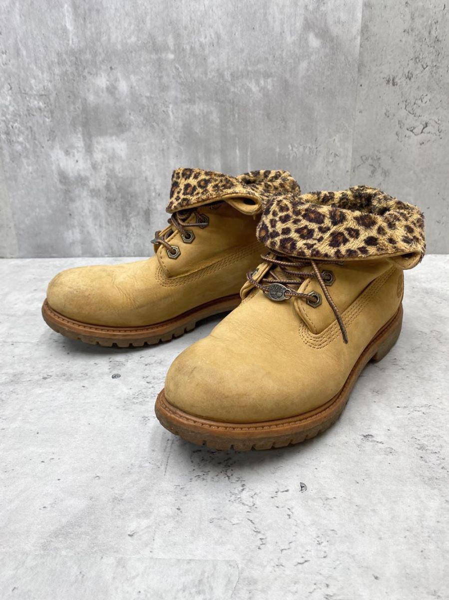 Timberland ティンバーランド レオパード柄 オーセンティクス ロールトップショート ブーツ size23.0cm/茶 ■■ レディース