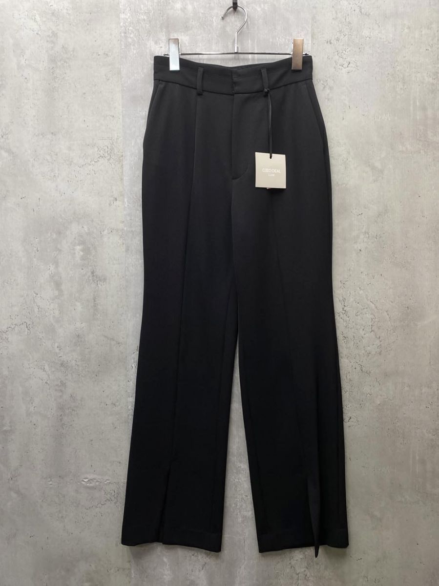 新品 COCODEAL ココディール センタースリット センタープレス風 スラックス パンツ size2/ブラック ■◆◎レディース