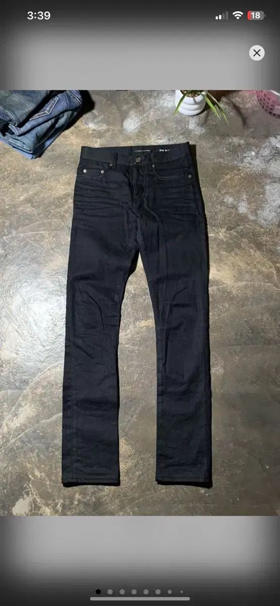 Saint Laurent black coated wax Denim