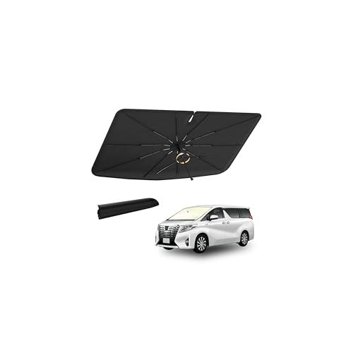 CARTIST アルファード 30系 ヴェルファイア サンシェード 傘型 フロント用 遮熱コーティング ベージュ仕様 10本骨 ガラス繊維 曲がる傘柄 360度回転 ゴムマット付属 内装傷防止 折り畳み式 収納袋付き 車中泊as