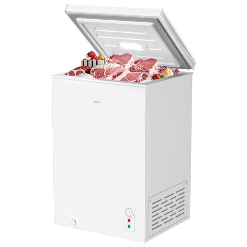 SAMKYO 冷凍庫 100L 上開き式 家庭用 チェストフリーザー 急速冷凍-28℃ 8段階温度調節 バスケット2個付き 大容量 小型 コンパクト 静音設計 セカンド冷凍庫 冷凍ストッカー ZC100 ホワイトry