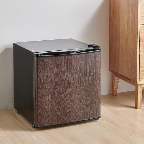 【50L、コンパクトで大容量】clasimple 1ドア冷蔵庫 50L 幅44cm 両開き 小型 一人暮らし 静音 家庭用 コンパクト 1ドア オフィス 温度調節 製氷 サブ セカンド 寝室 ミニ冷蔵庫 (木目)ry