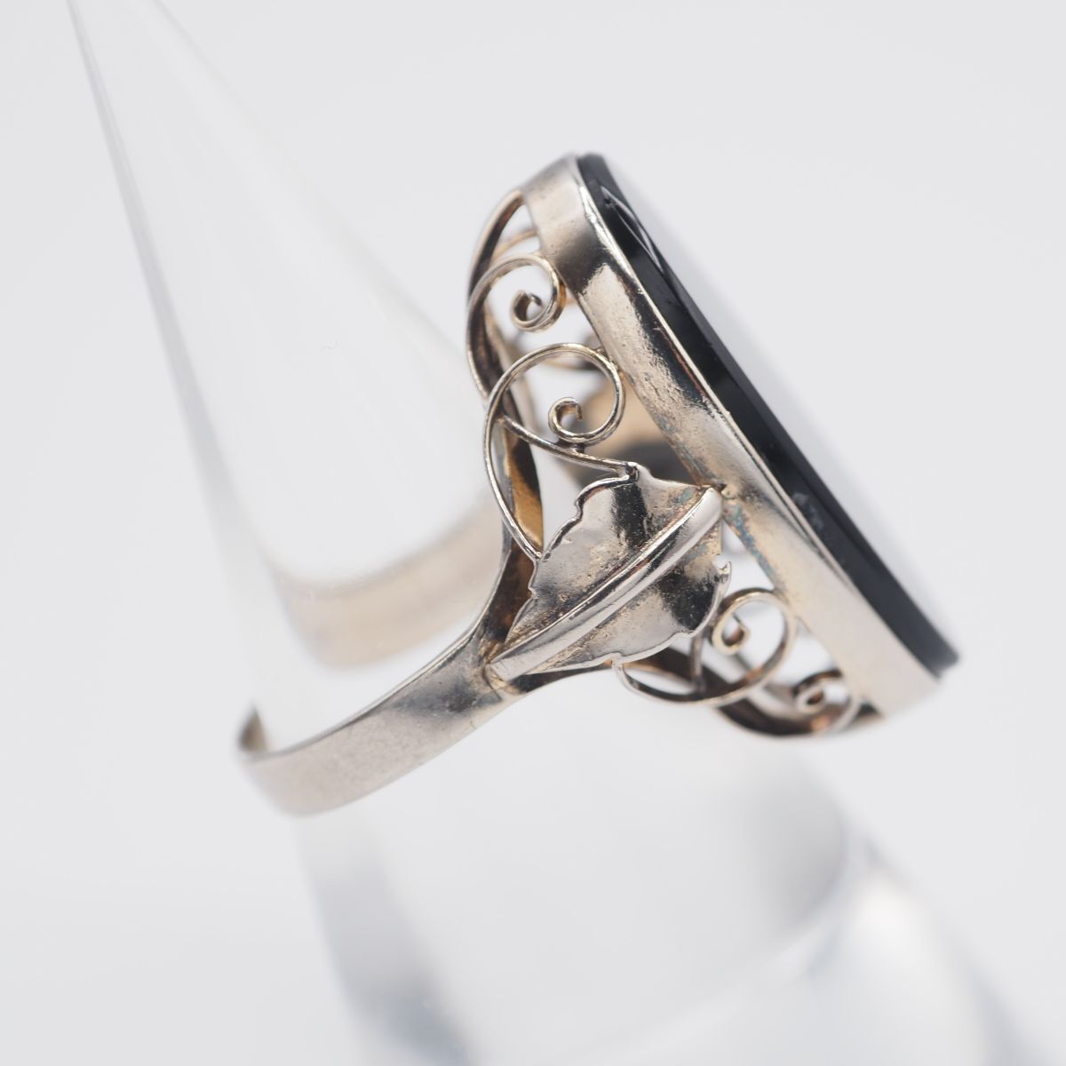 A211 オニキス SILVER刻印 リング ゴールドカラー デザイン シルバー