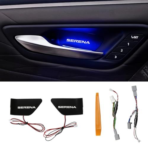 R◆セレナ 適用 車 インナー ハンドル LED 9色切替え セレナ C28系 対応 ドアハンドル イルミネーション メモリー機能付き 車内ドアハンドル LEDライト 雰囲気 おしゃれに演出 ドレスアップ カー 内装パーツ 2点セット(セレナ 98e01903