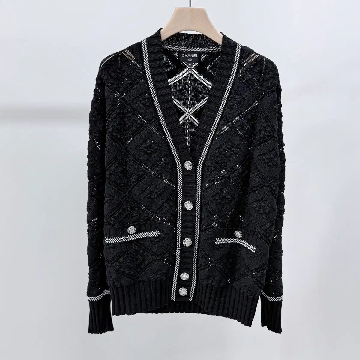 S+級/40 CHANEL カシミア レディース ニット カーディガン ブラック