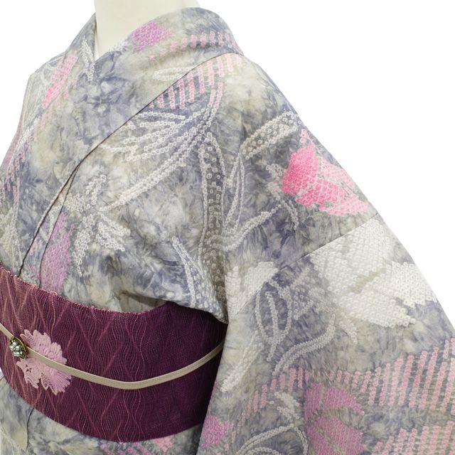 新古品】 有松 浴衣 本場有松鳴海絞り 夏物 未使用 木綿 ライトグレー
