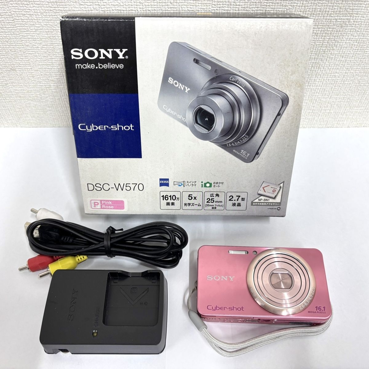 【SONY ソニー】デジタルカメラ　DSC-W570　ピンクローズ　バッテリーパックNP-BN1　充電器　説明書