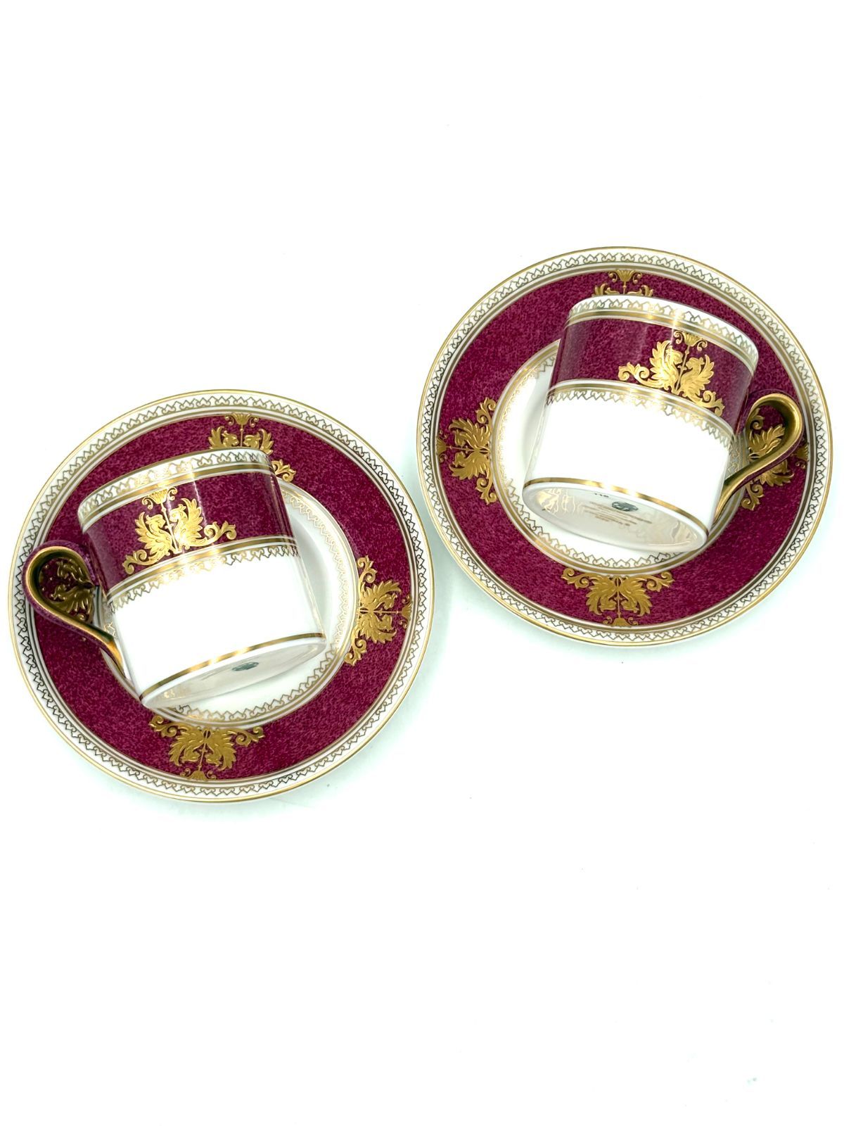 【美品】ウェッジウッド　WEDGWOOD　コロンビア　パウダールビー　デミタス　カップ＆ソーサー　2客セット