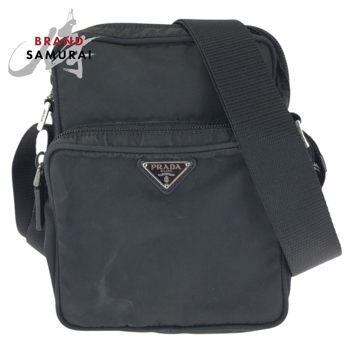 PRADA プラダ テスート 三角ロゴプレート ブラック 黒 シルバー金具