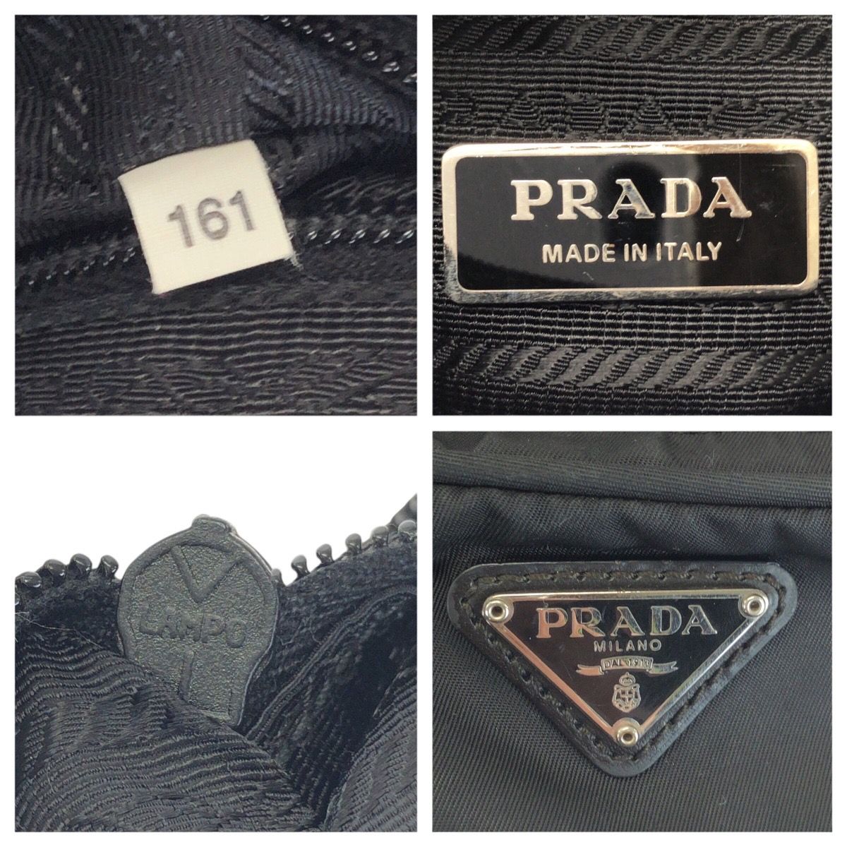 PRADA プラダ テスート 三角ロゴプレート ブラック 黒 シルバー金具