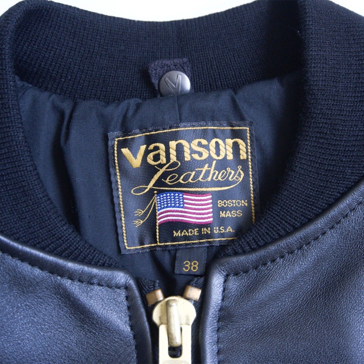 美品】 VANSON 【TJV オールレザー スタジャン】38 ブラック