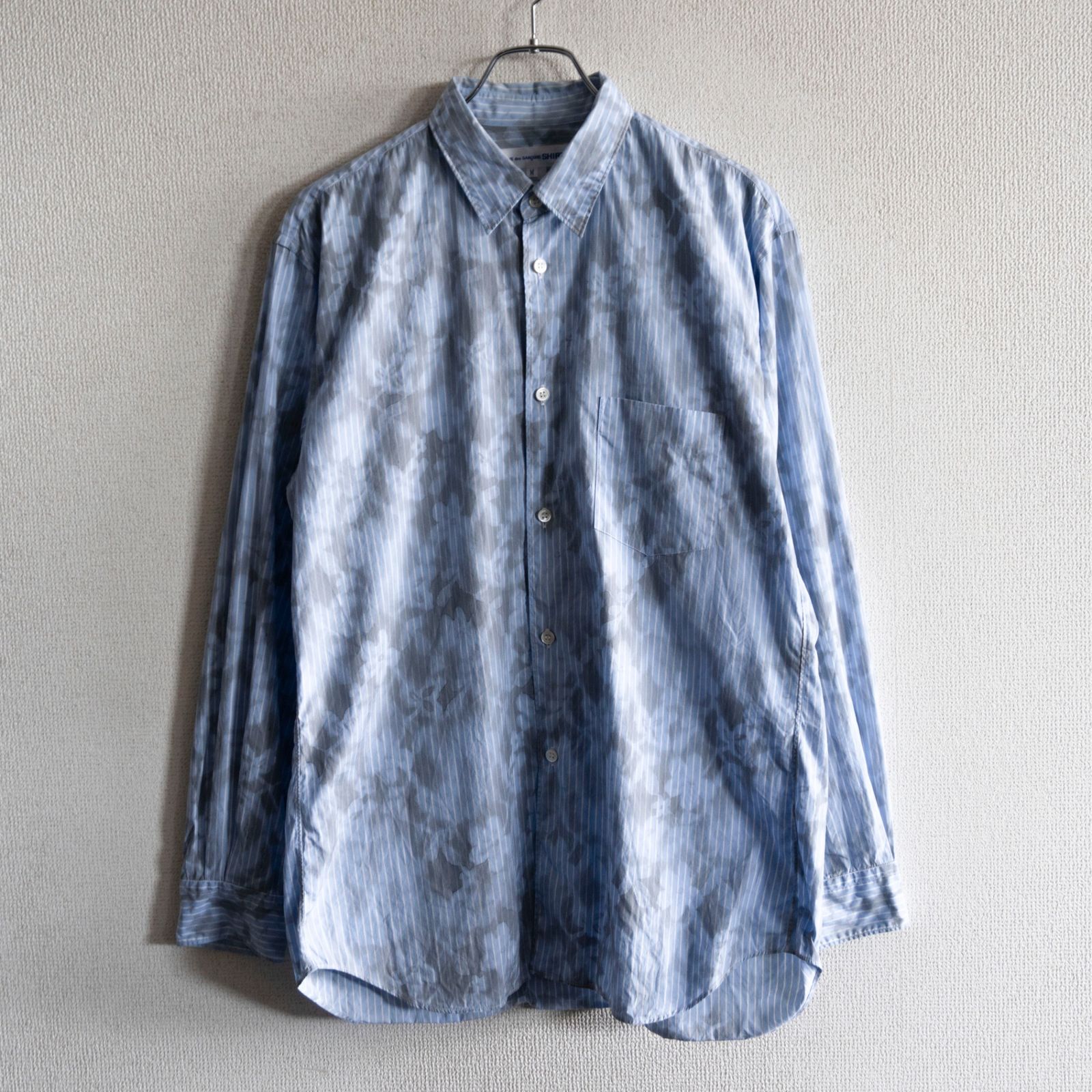 【美品】COMME des GARCONS SHIRT【総柄 ストライプ シャツ】 M コムデギャルソン オム 26060656