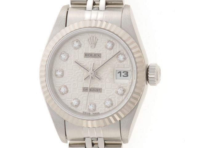 ROLEX ロレックス ウォッチ デイトジャスト 新10PD 時計 69174G 腕時計 K18ホワイトゴールド K18WG/ステンレススチール シルバー レディース【中古】433