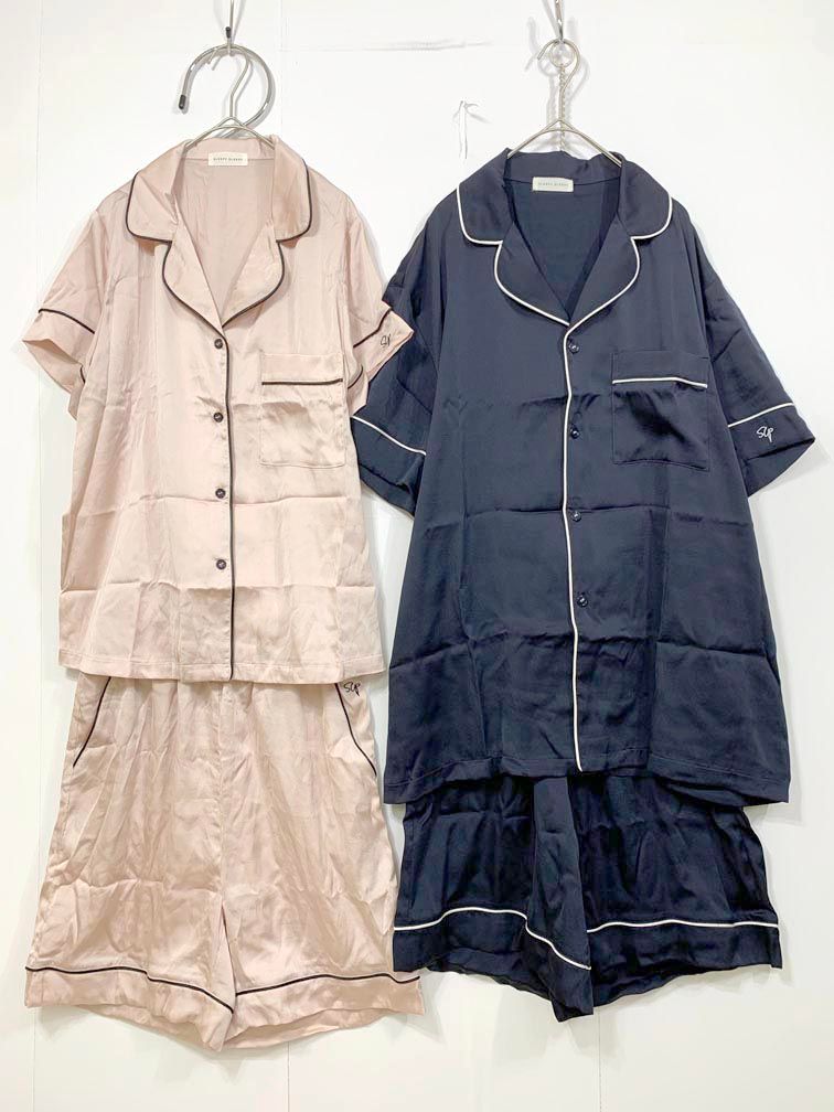 新品 SLEEPY SLEEPY スリーピースリーピー ペアセット ヴィンテージサテンパジャマ 半袖 パジャマ ルームウェア sizeone/ピンク×混 ■◆◎レディース
