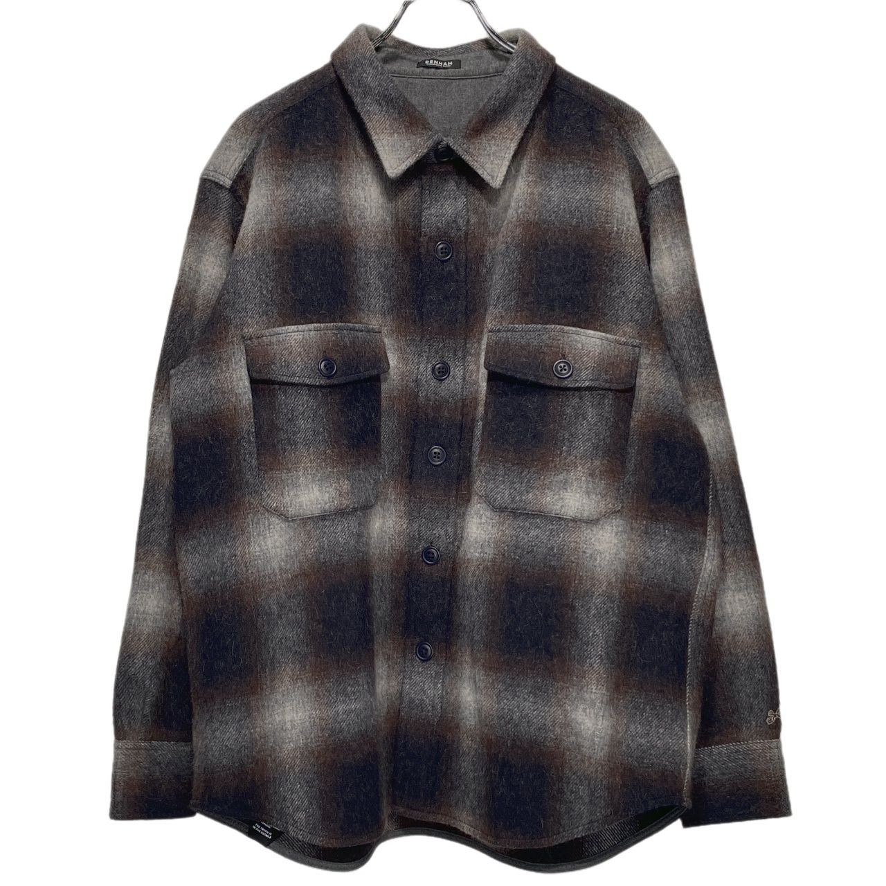 DENHAM デンハム サイズL CRO SHIRT JACKET 参考定価￥55,000 01251120503 BROWN 日本製 グラデーションチェック