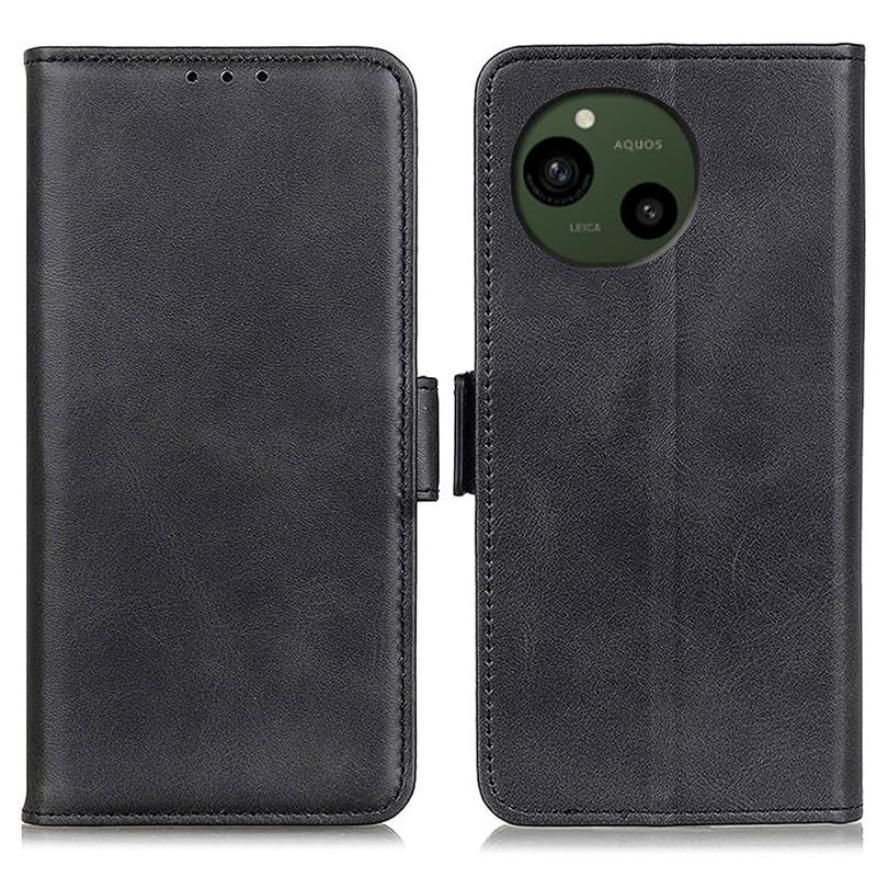 【新品】 for AQUOS R11 ケース 手帳型 for アクオスr11 手帳 ケース 高級PUレザー シンプル手帳ケース 耐摩擦 サイドマグネット式 カード収納 大容量 3枚 横置きスタンド機能 耐衝撃 ブラック