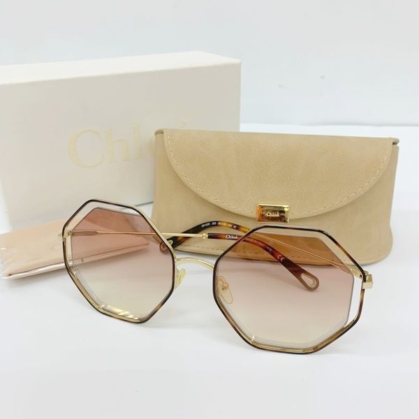 Chloe クロエ サングラス アイウェア 眼鏡 ビッグレンズ メタルフレーム CE132S レディース 58ロ20-140 ゴールド メガネ DF19496■